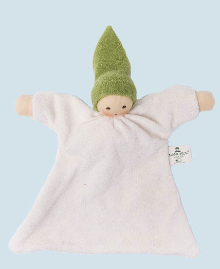 Nanchen baby comforter Nuckel green with wood ring