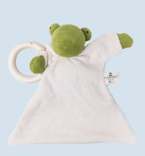 Nanchen baby comforter frog with wooden ring - eco