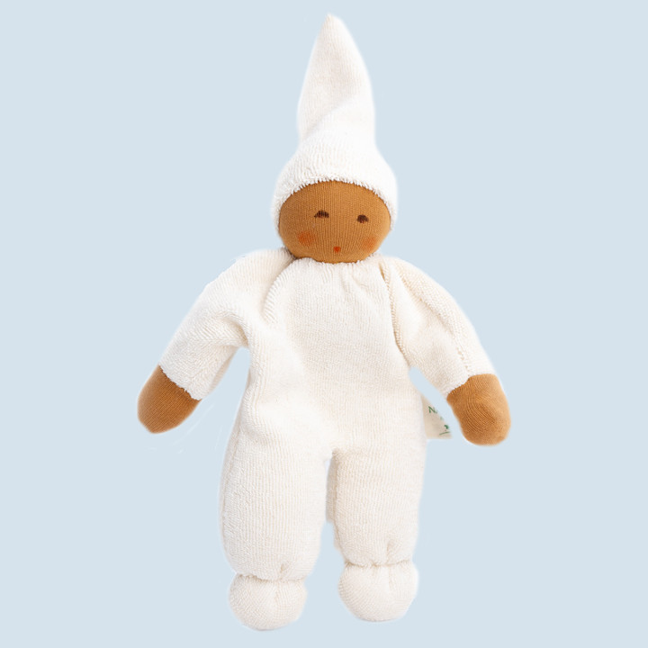 Nanchen doll Nucki white, brown - organic cotton, eco