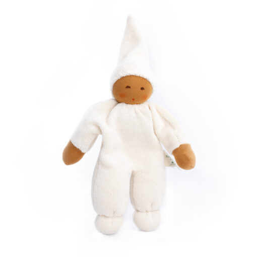 Nanchen doll Nucki white, brown - organic cotton, eco
