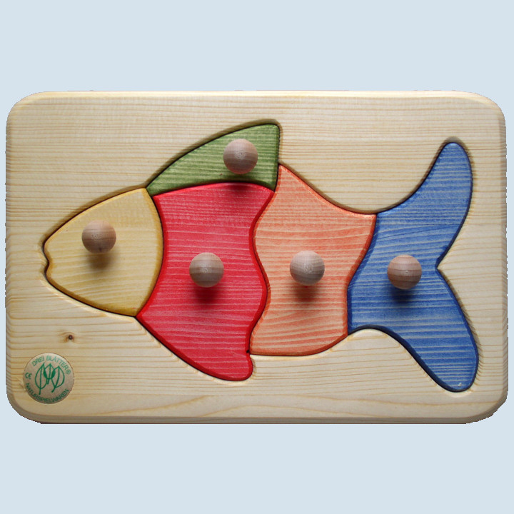 Drei Blätter Holz Puzzle Fisch, 5teilig