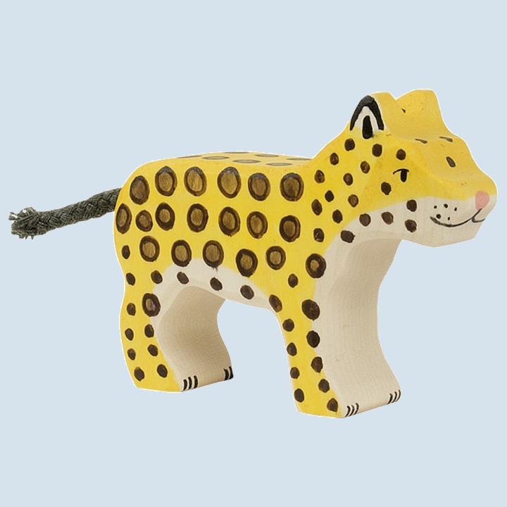 Holztiger Spielfigur Holztier Leopard gepunktet klein