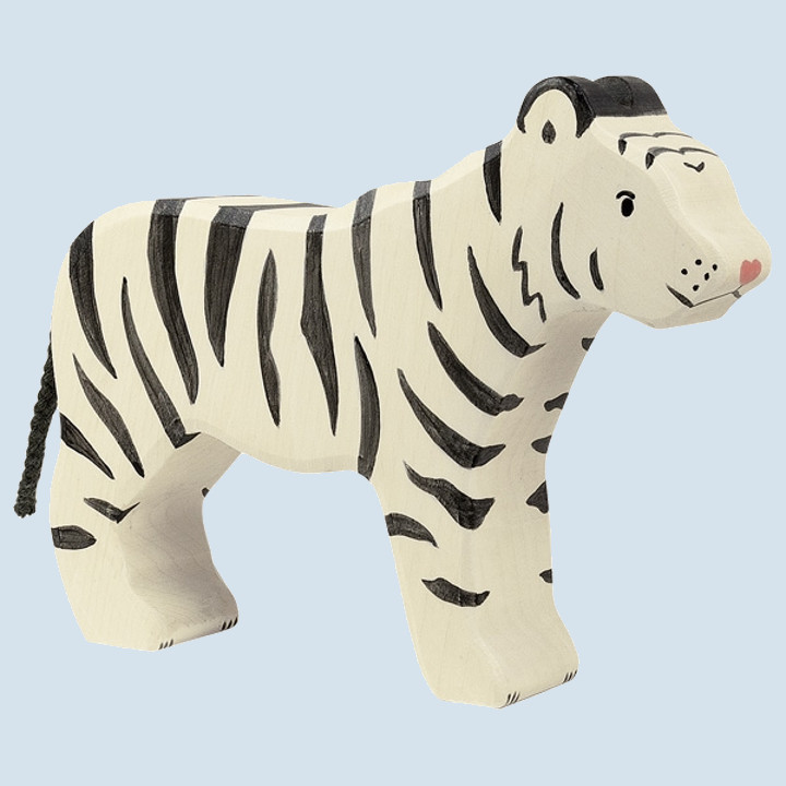 Holztiger Spielfigur Sibirischer Tiger weiß stehend