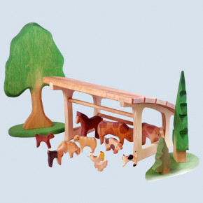 Decor wooden stable, farm, nativity scene